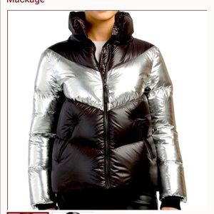 Mackage Silver and Black puffer jacket. New. With tags.